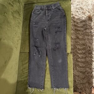 PacSun Charcoal Distressed Straight Leg Jeans
